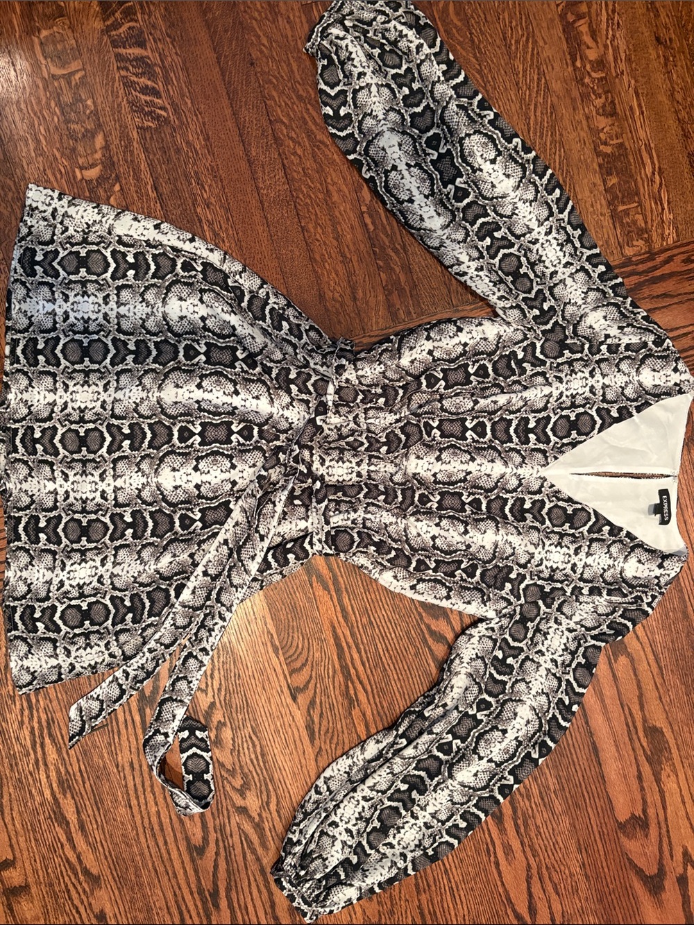 Express Snake Print Wrap Blazer in Black and White